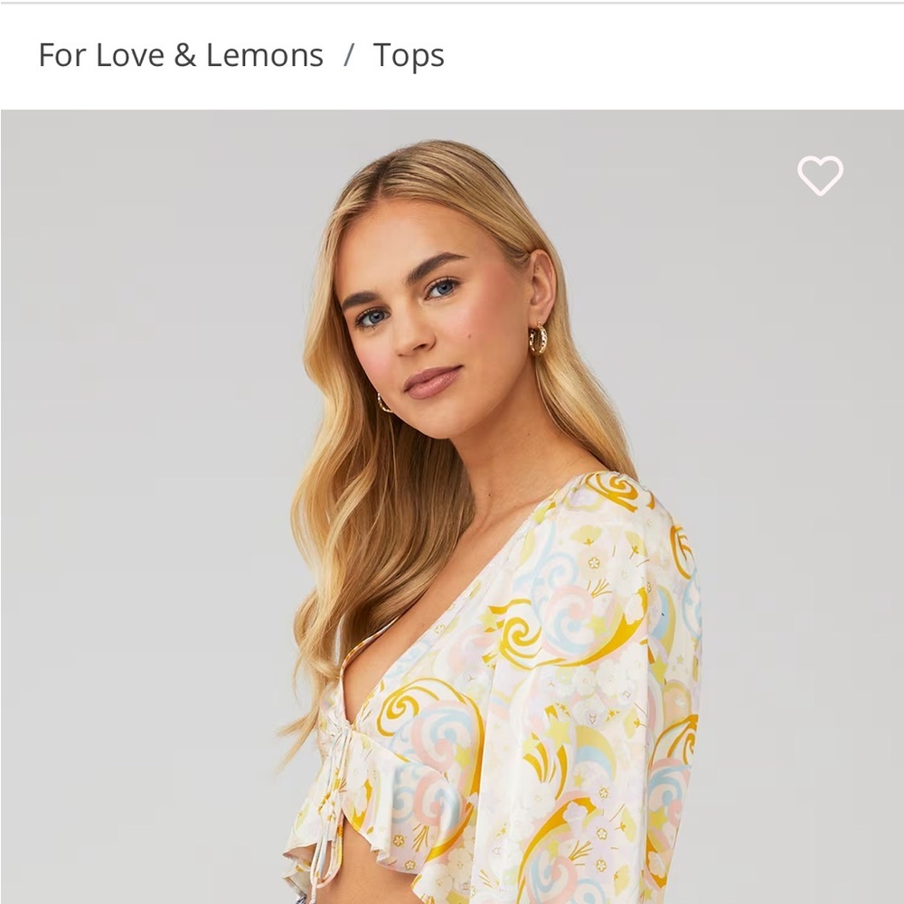For Love & Lemons Floral Tie Front Crop Top Long Sleeve Chiffon
Revolve - Picture 2 of 3